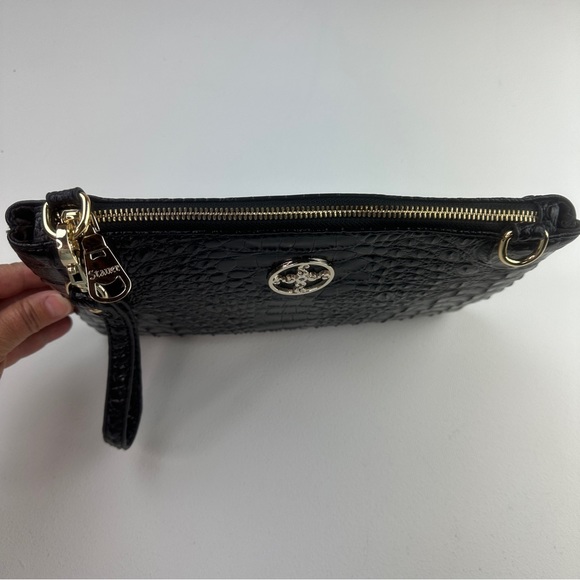 Stauer Sloane Crocodile-Embossed Clutch Black Wristlet Crossbody NWOT - Picture 5 of 13